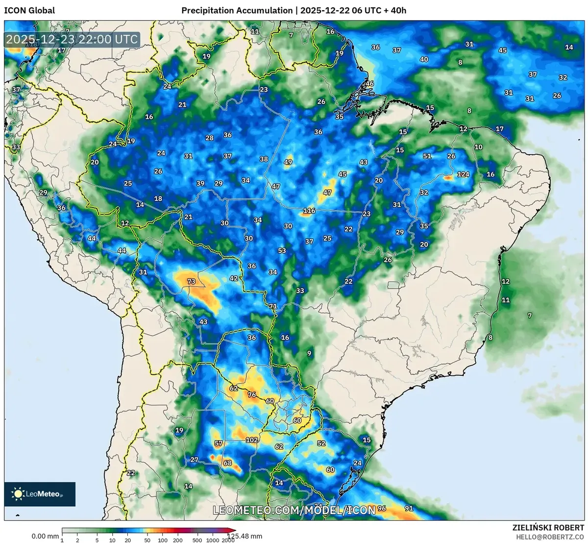 Brazil Precipitation Accumulation Map – 2025-12-23 Forecast