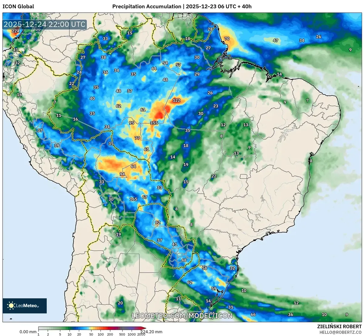2025-12-23 Amazônia Acúmulo de Chuva Forte Previsão - Previsão do Tempo da Véspera de Natal