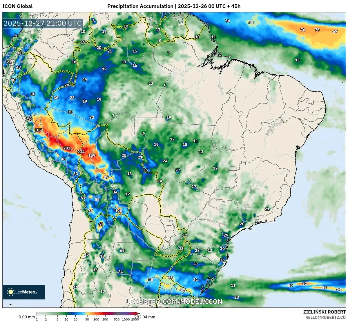 Previsão de Acumulação de Chuva Forte Sul do Brasil – Previsão do Tempo 2025-12-27