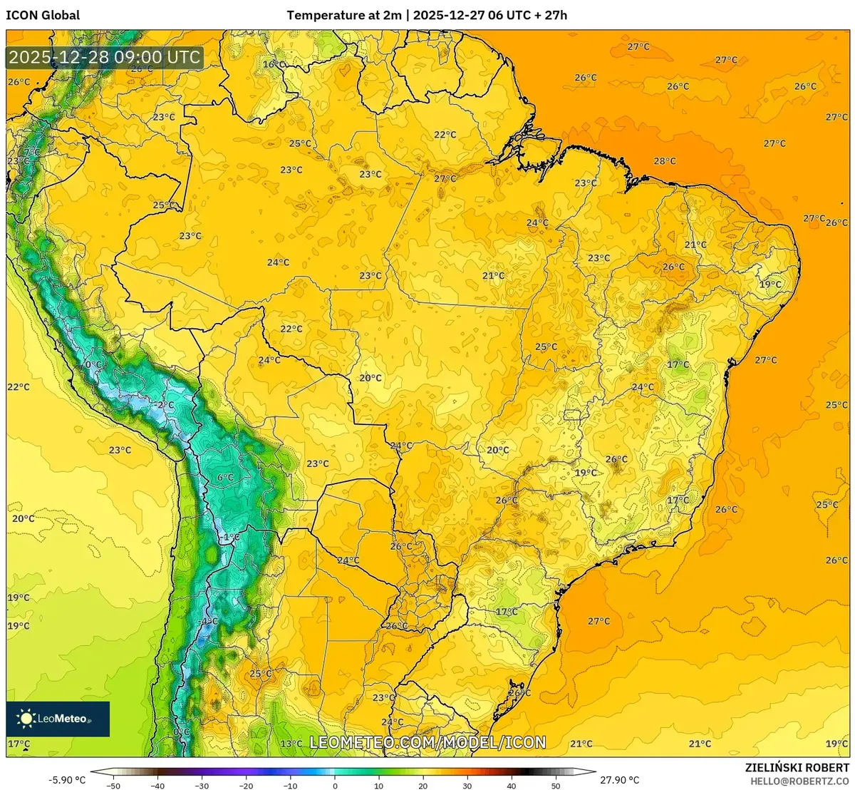 Anomalia de Temperatura no Brasil Central em 28 de dezembro de 2025