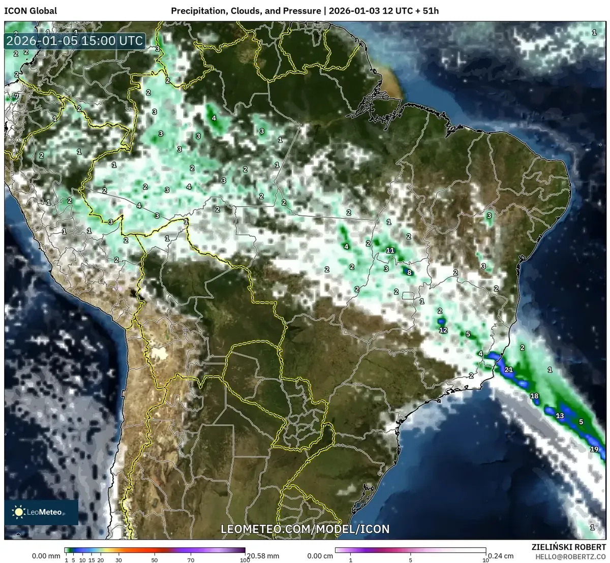 Chuva generalizada em todo o Brasil em 5 de janeiro de 2026