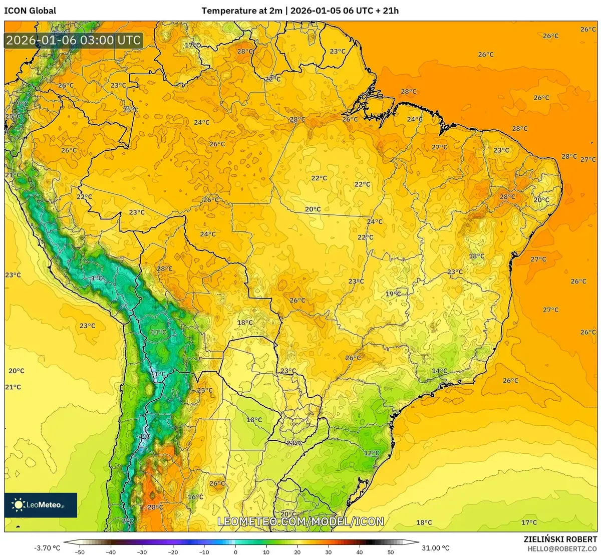 Temperatura Alta em Manaus em 6 de jan, 2026