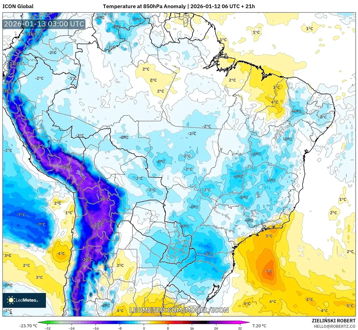 Anomalias de Calor no Sul do Brasil – 13 de janeiro de 2026