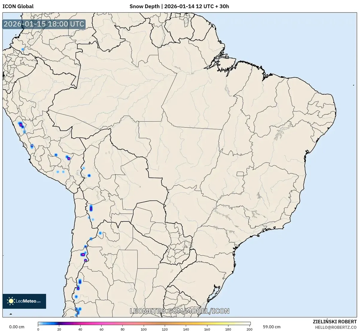 Baixa profundidade de neve em Belo Horizonte em 15 de janeiro de 2026