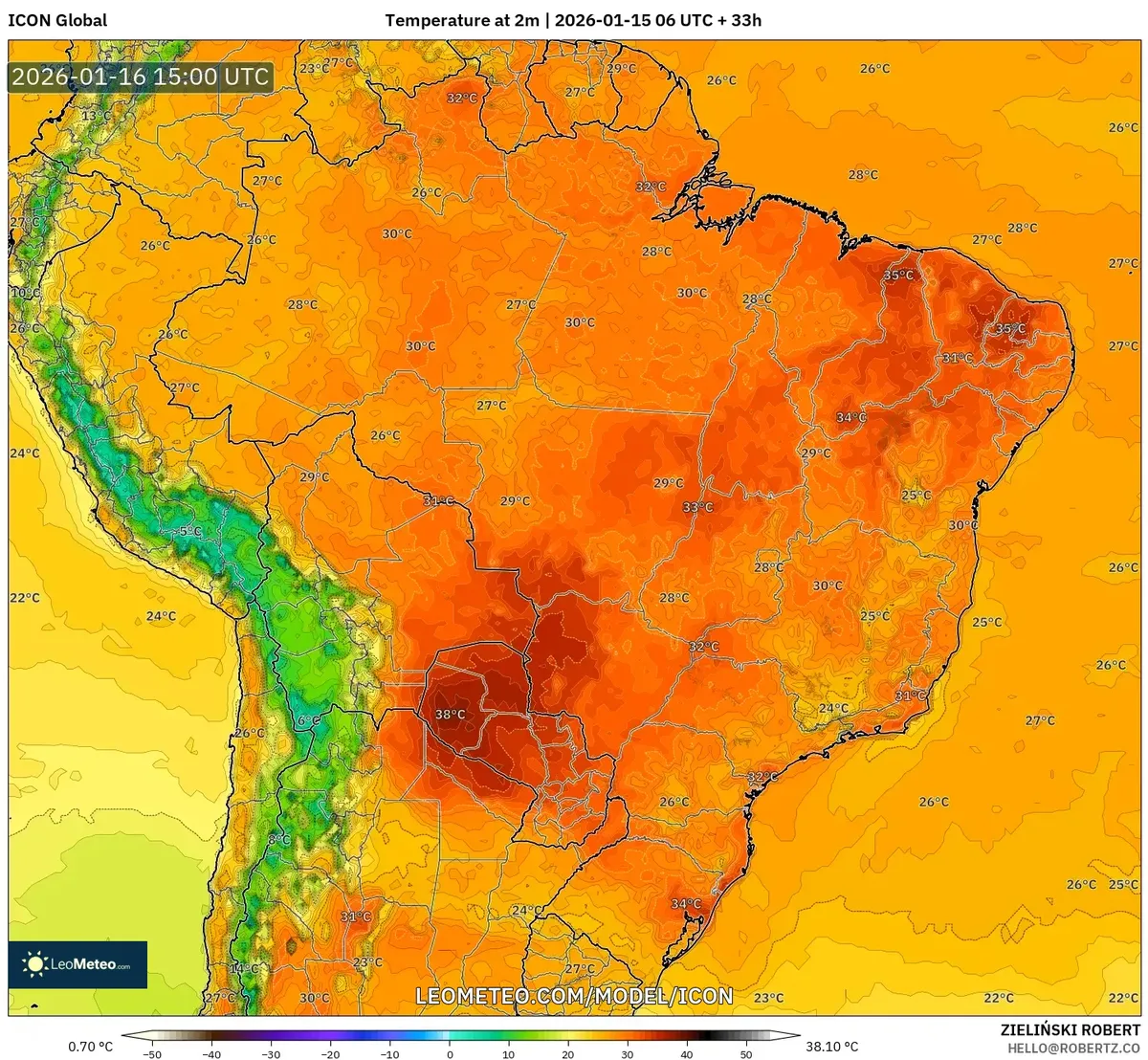 Calor Máximo da Tarde em 16 de janeiro de 2026