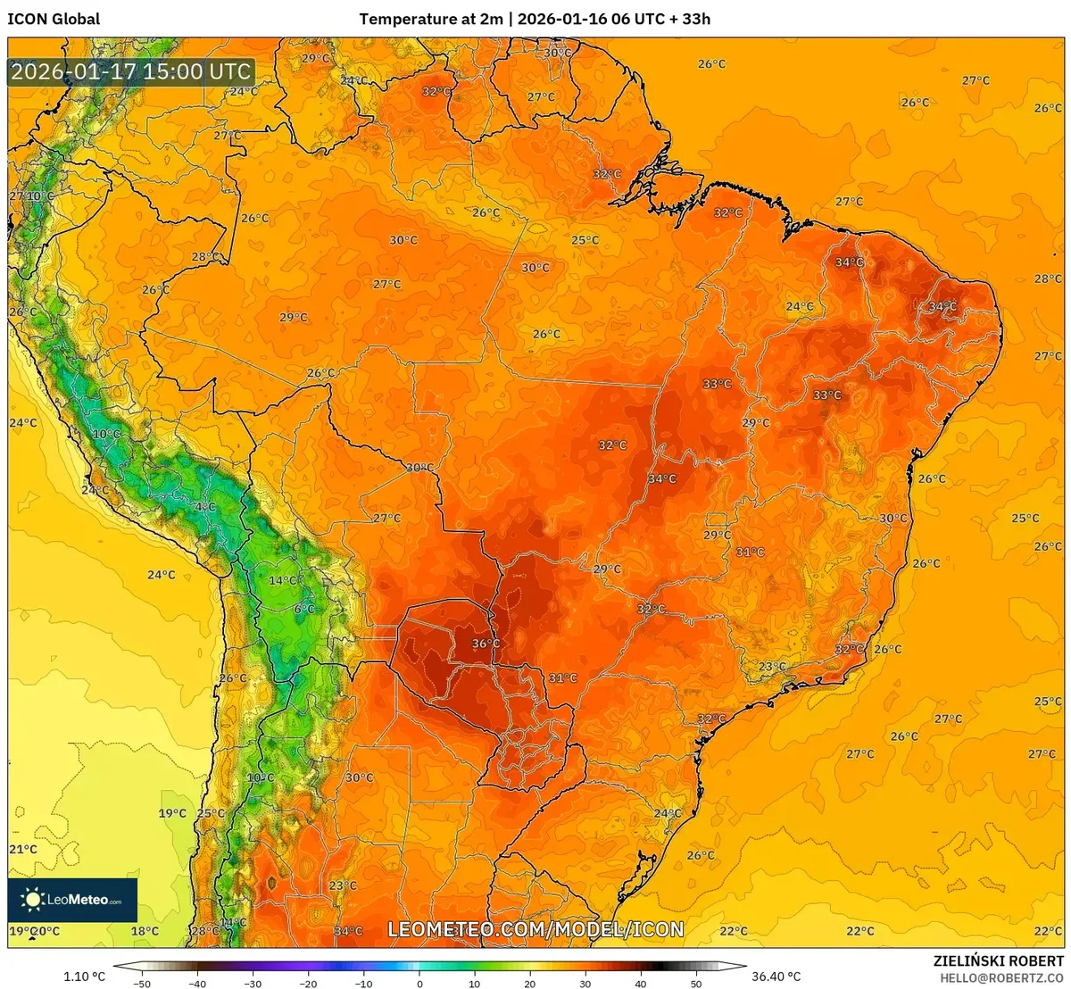 Pico de Calor no Centro do Brasil em 17 de Janeiro de 2026