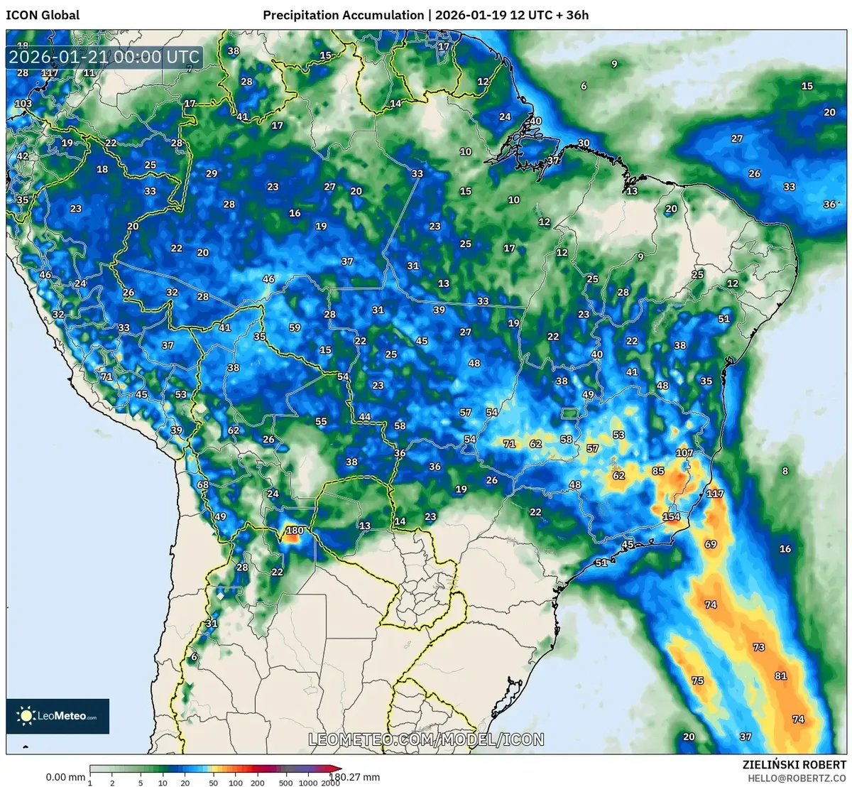 Chuva Forte no Sudeste do Brasil em 20 de janeiro de 2026