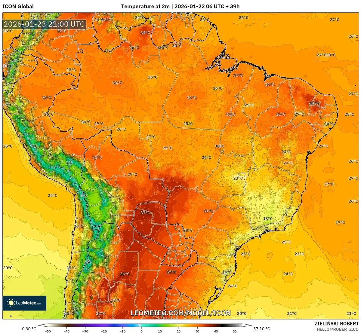 Temperatura Máxima em São Paulo em 23 de janeiro de 2026