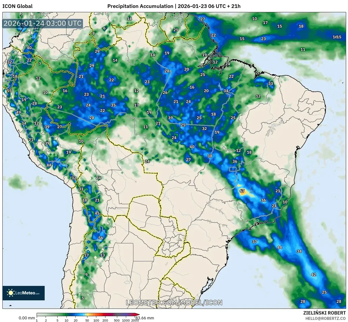 Maior Acúmulo de Chuva na Região Centro-Oeste – 24 de janeiro de 2026