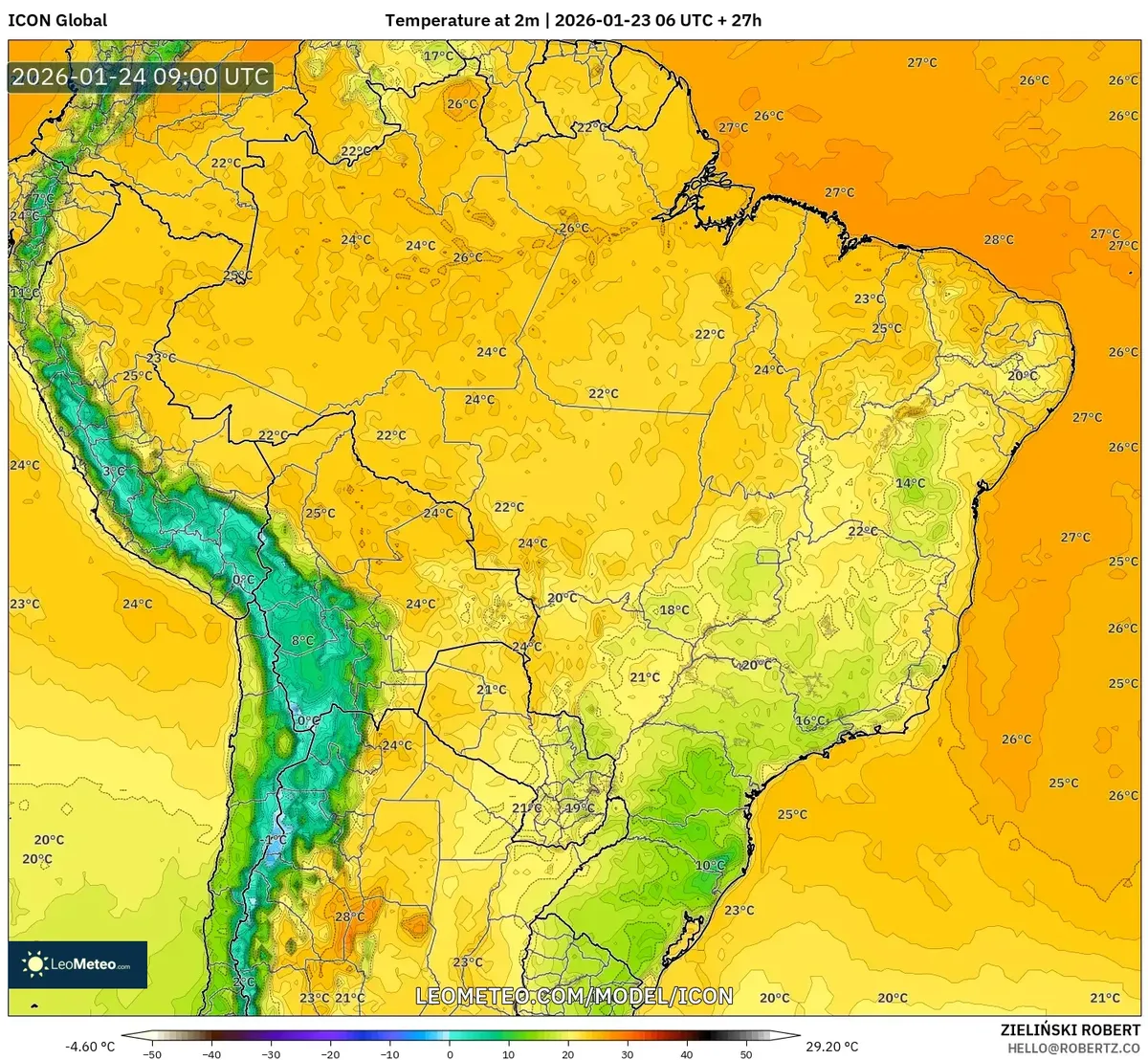 Maior Anomalia de Temperatura no Brasil Central – 24 de janeiro de 2026
