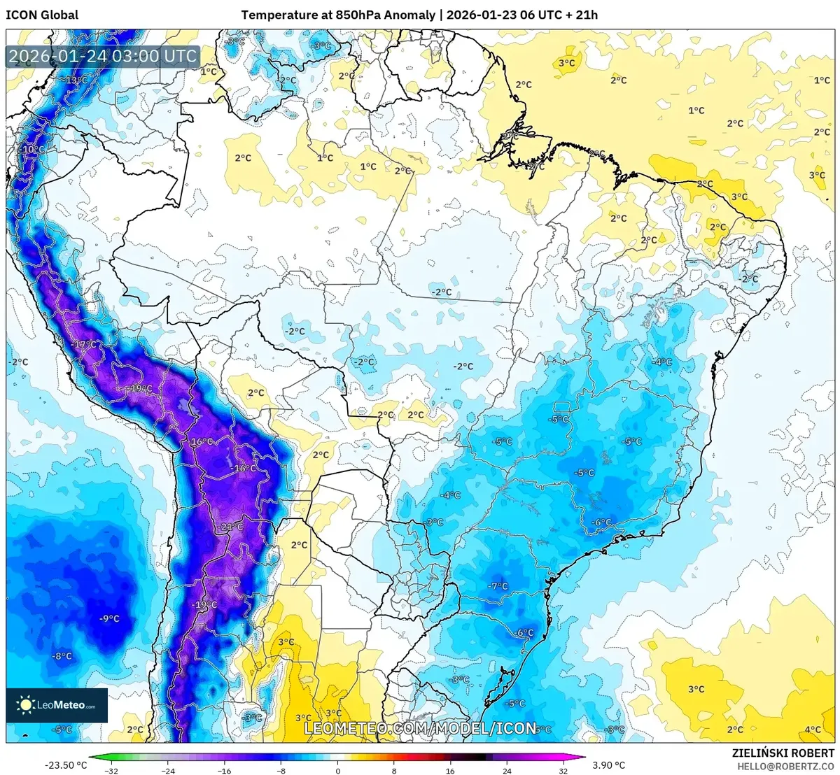 Anomalia de Ar Frio ao Longo da Costa Sul – 24 de janeiro de 2026