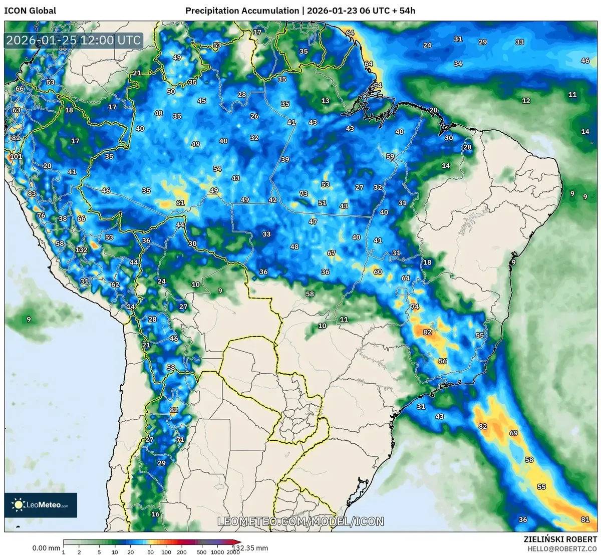 Acúmulo de Chuva Intensa no Centro do Brasil em 25 de Janeiro de 2026