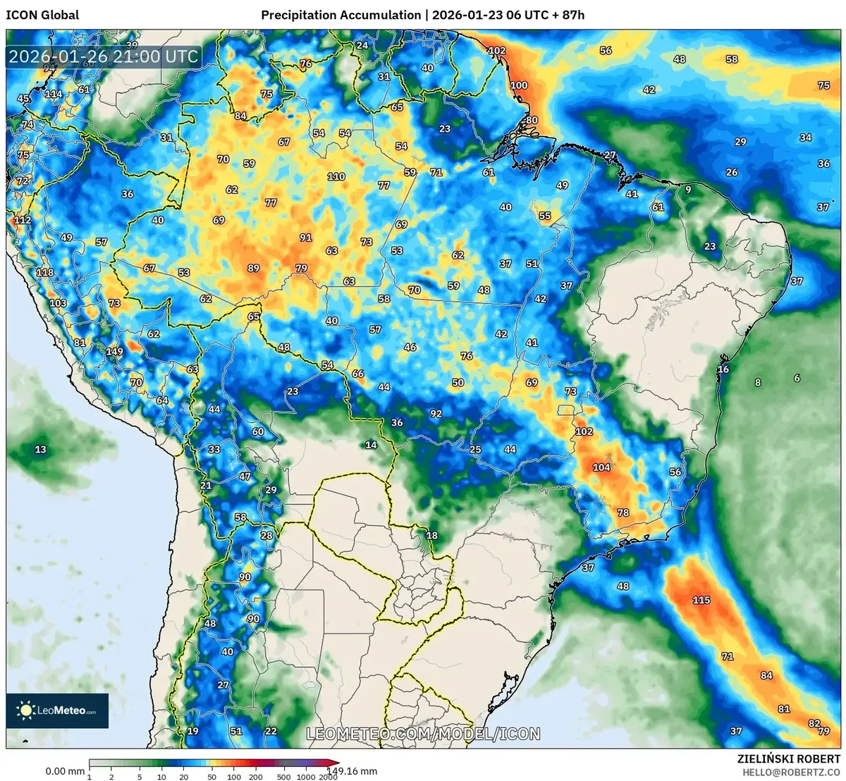 Chuva Intensa no Centro do Brasil em 26 de Janeiro de 2026