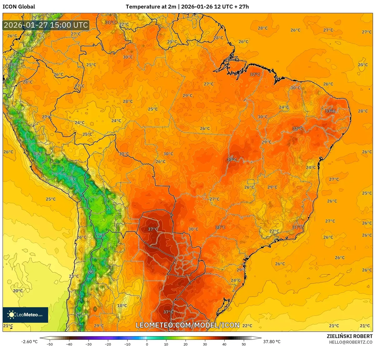 Temperatura máxima em São Paulo em 27 de janeiro de 2026