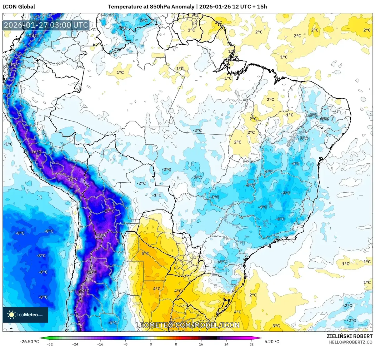 Anomalia de temperatura no Nordeste do Brasil em 27 de janeiro de 2026