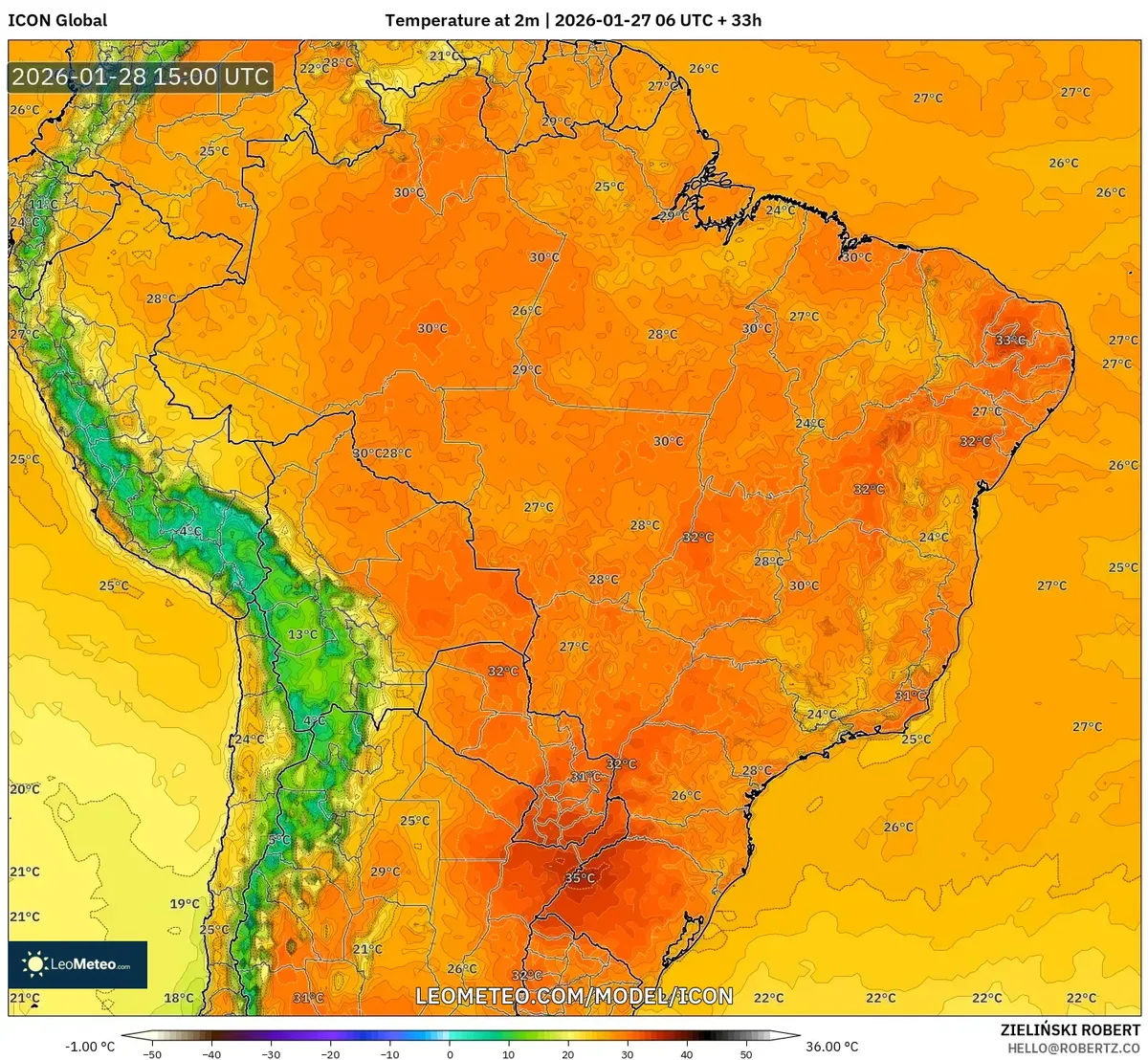 Temperaturas Máximas na Tarde de 28 de janeiro de 2026