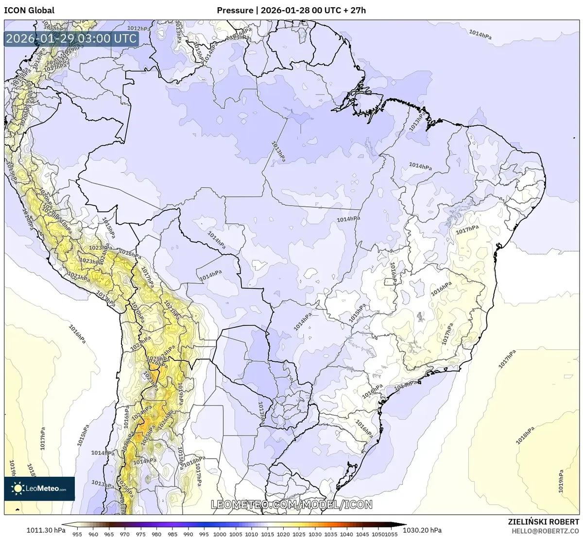 Sistema de Baixa Pressão sobre o Sul do Brasil em 29 de janeiro de 2026