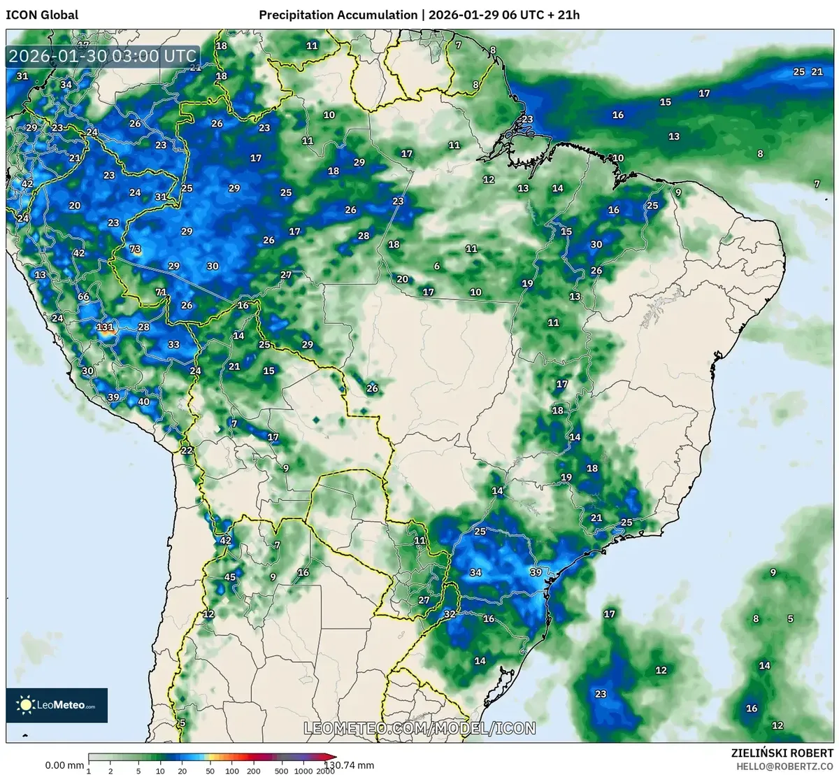 Acúmulo de Chuva Intensa no Centro do Brasil em 30 de janeiro de 2026