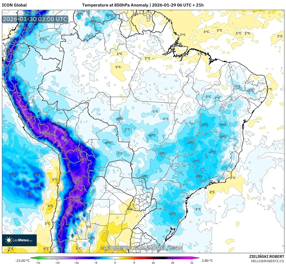 Anomalia de Temperatura no Norte do Brasil em 30 de janeiro de 2026