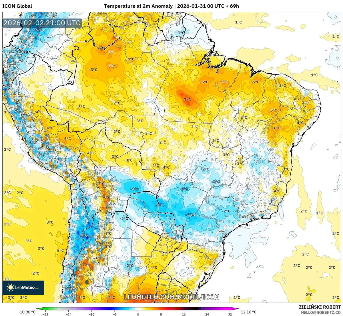 Anomalia de Temperatura em 2 de fevereiro de 2026