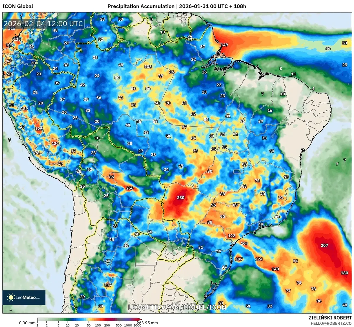 Acúmulo de Chuva Forte em 4 de fevereiro de 2026