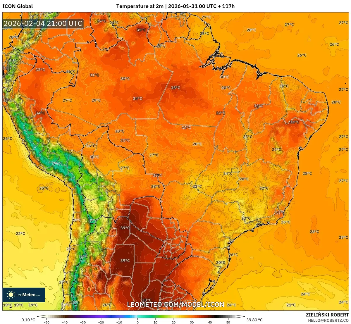 Calor Máximo no Sul em 4 de fevereiro de 2026
