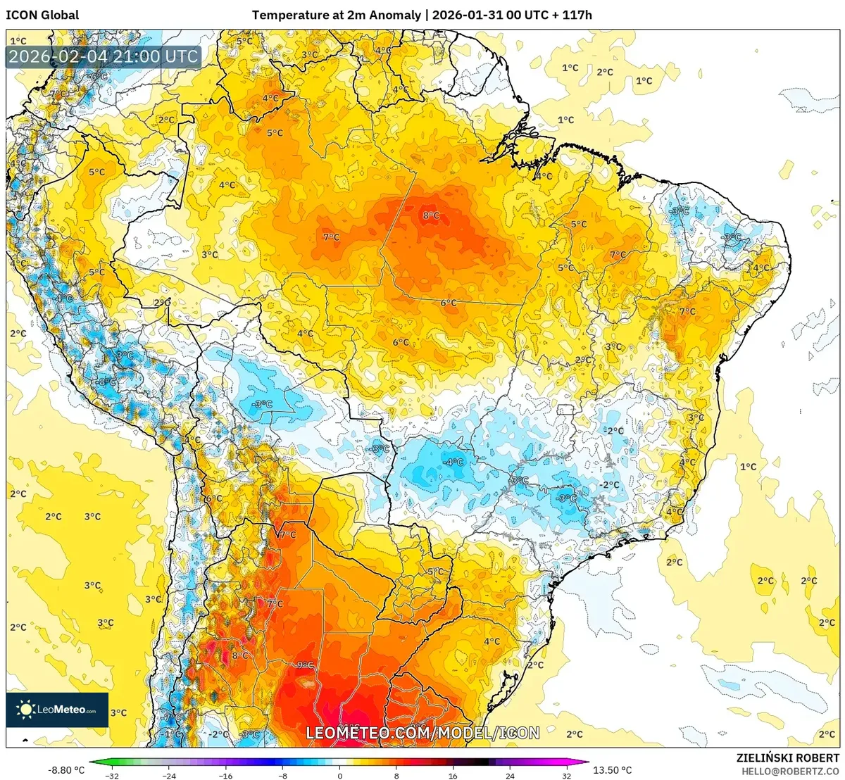 Anomalia de Temperatura em 4 de fevereiro de 2026