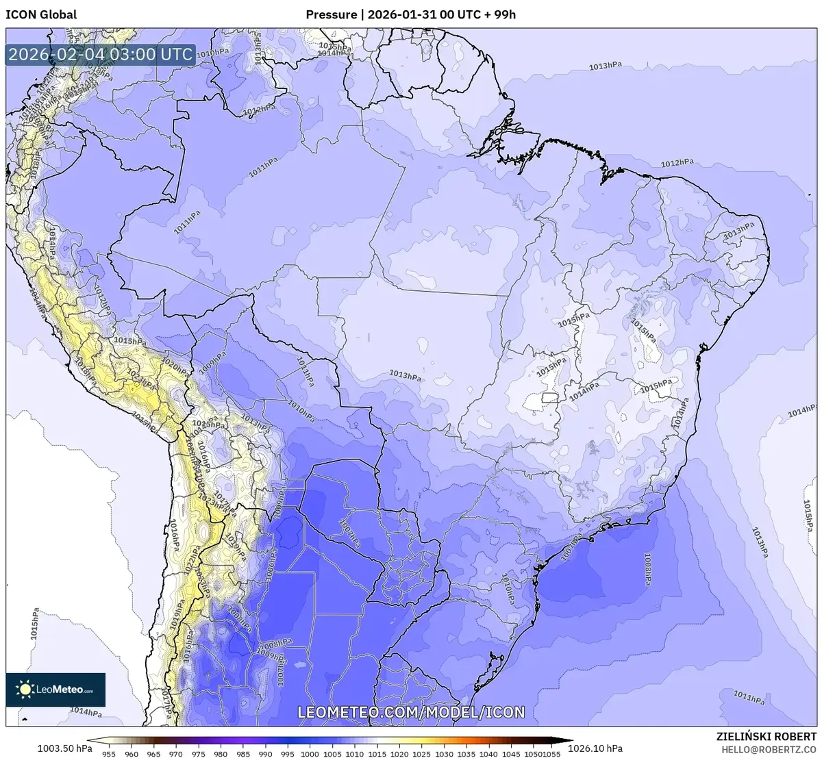 Mapa de Pressão em 4 de fevereiro de 2026
