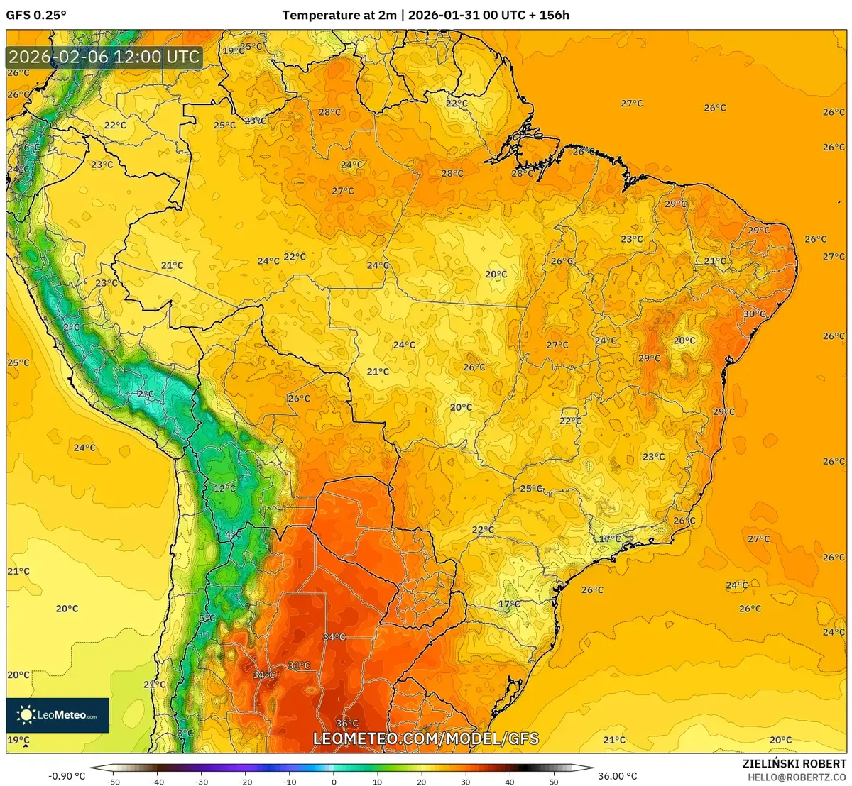 Temperaturas Elevadas em Todo o Brasil em 6 de fevereiro de 2026