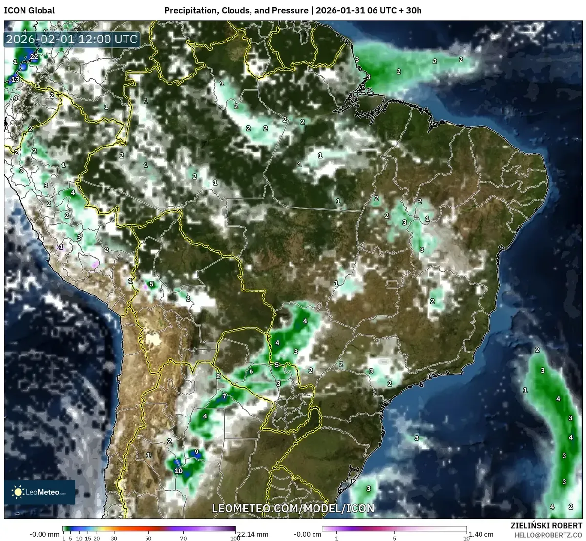 Chuva Forte no Centro do Brasil em 1º de fevereiro de 2026
