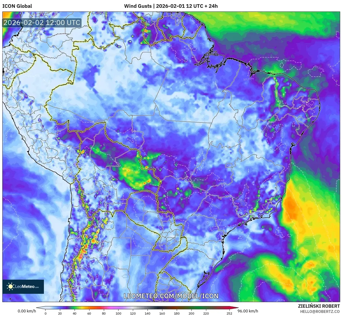 Rajadas de vento pela manhã no Brasil – 2 de fevereiro de 2026