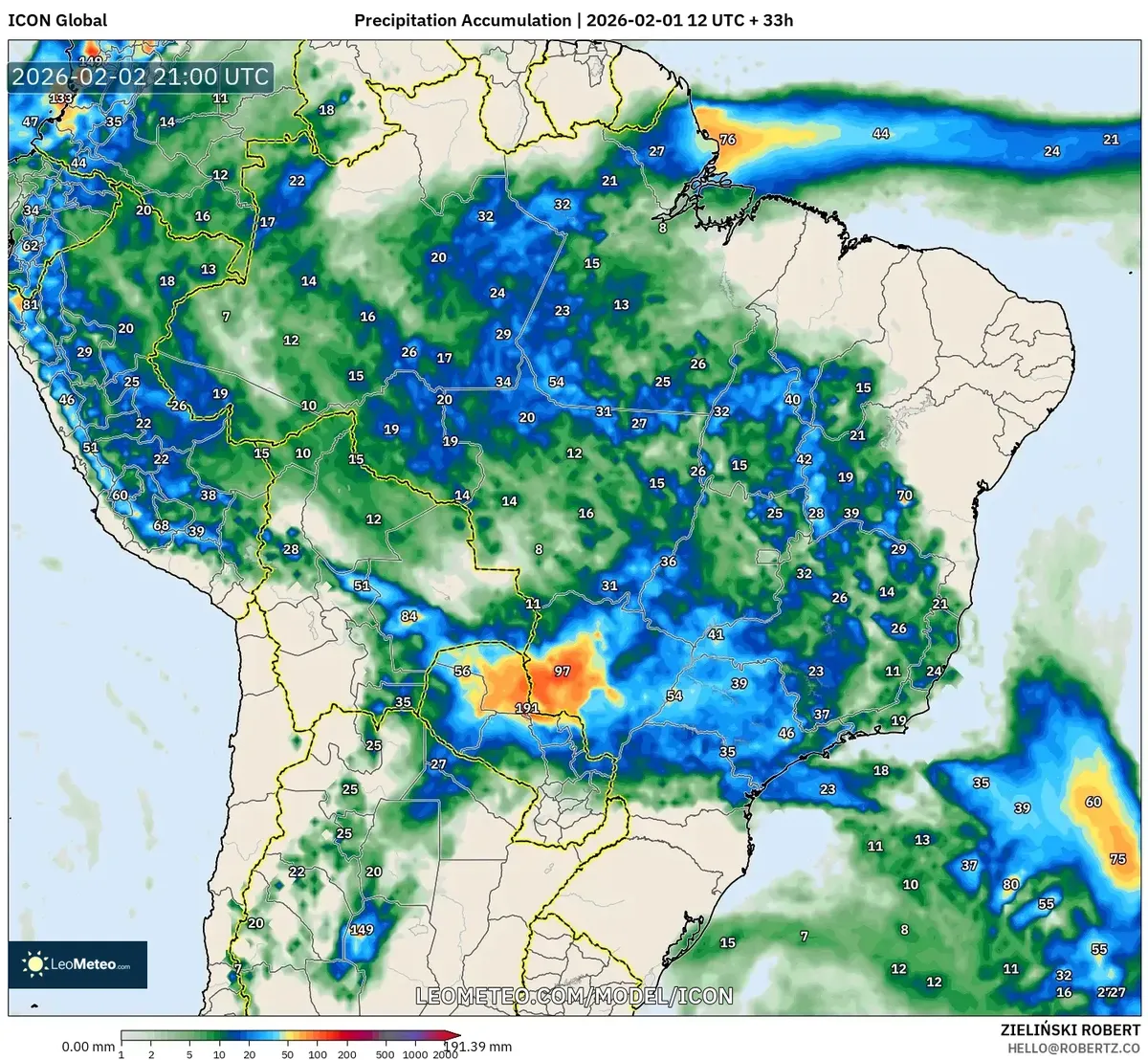 Acúmulo de chuva forte no Sudeste – 2 de fevereiro de 2026