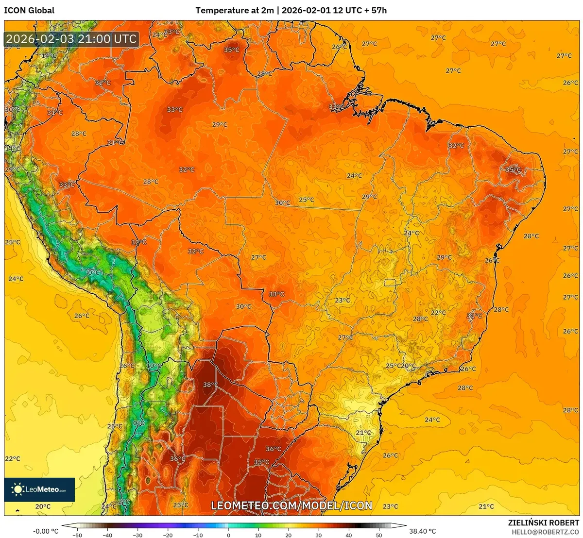 Temperaturas da tarde no Brasil – 3 de fevereiro de 2026