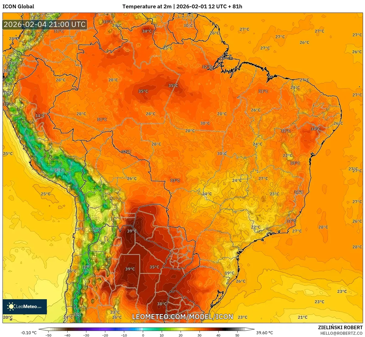 Temperaturas máximas da tarde – 4 de fevereiro de 2026