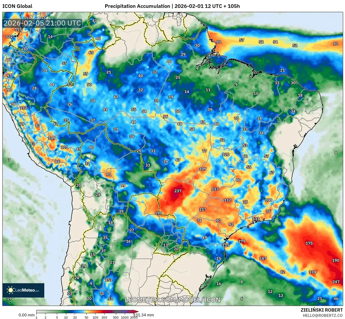 Acúmulo de chuva intensa – 5 de fevereiro de 2026