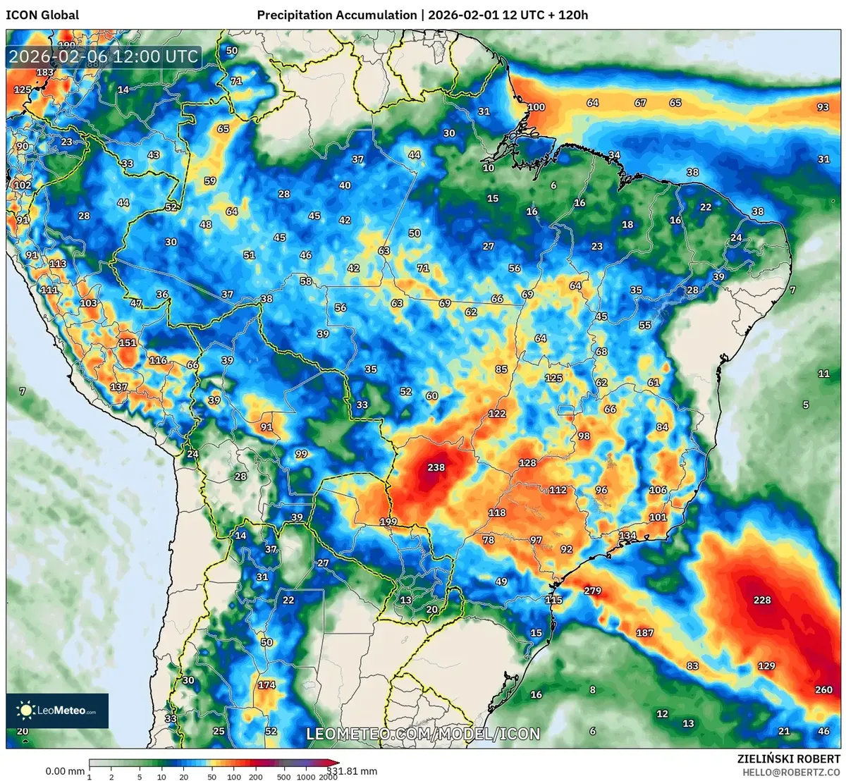 Acúmulo de chuva no Sudeste – 6 de fevereiro de 2026