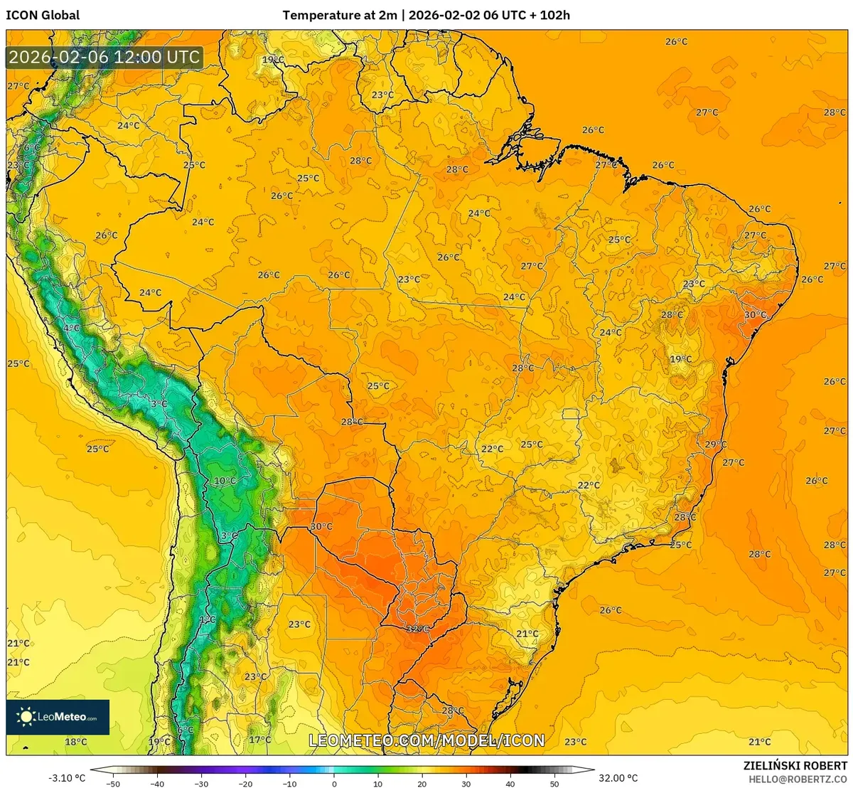 Temperaturas Elevadas pelo Brasil em 6 de fevereiro de 2026