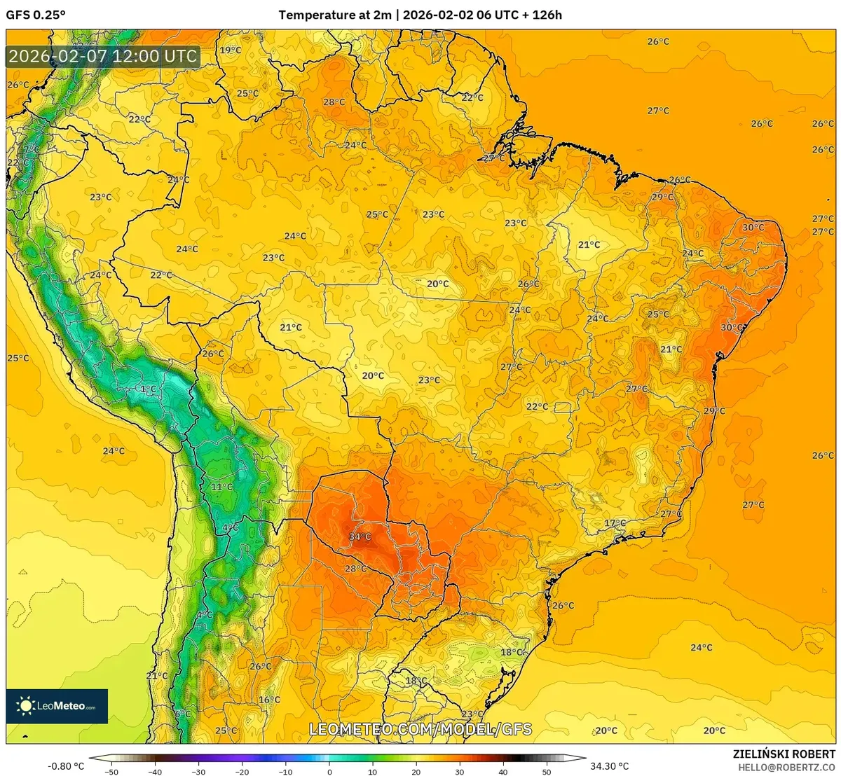 Máximas da Tarde pelo Brasil em 7 de fevereiro de 2026