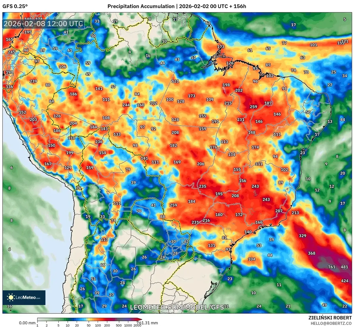 Acúmulo de Chuva Intensa Perto de Belo Horizonte em 8 de fevereiro de 2026