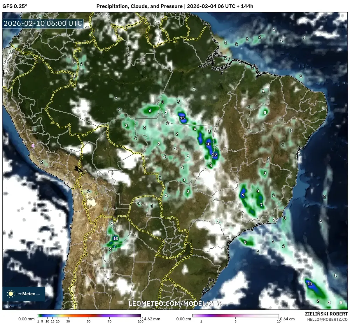 Manhã com pancadas e nuvens no Brasil em 10 de fevereiro de 2026