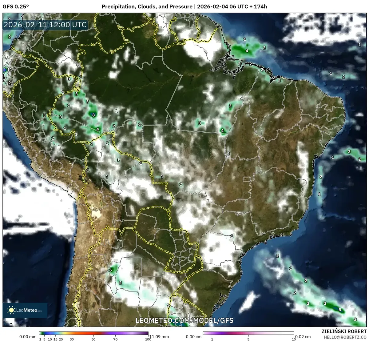 Chuva significativa no Sudeste do Brasil em 11 de fevereiro de 2026