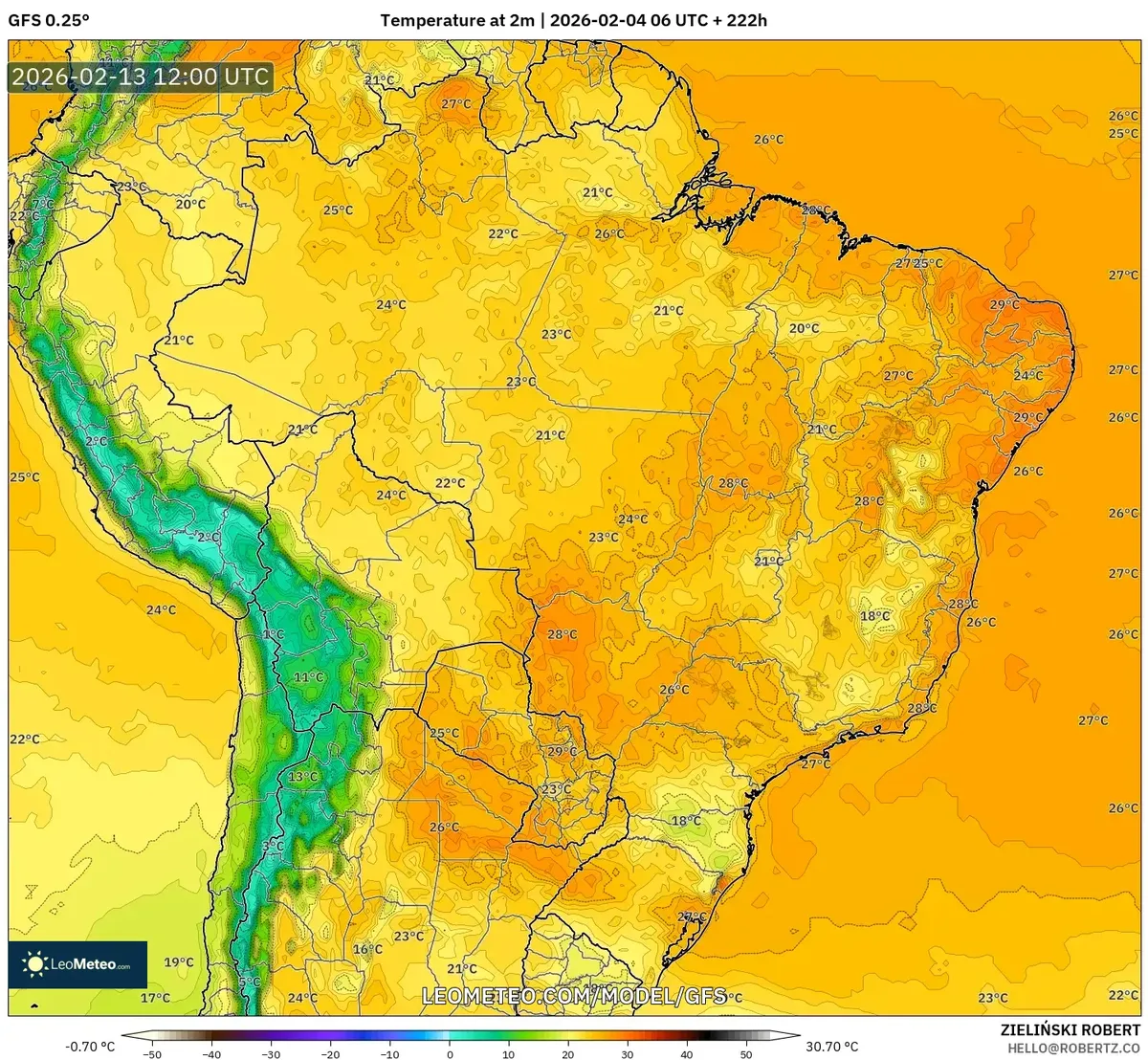 Tardes quentes no Sudeste do Brasil em 13 de fevereiro de 2026