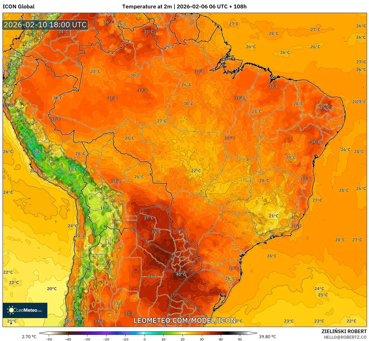Tardes quentes em grande parte do Brasil em 10 de fevereiro de 2026 (ICON)