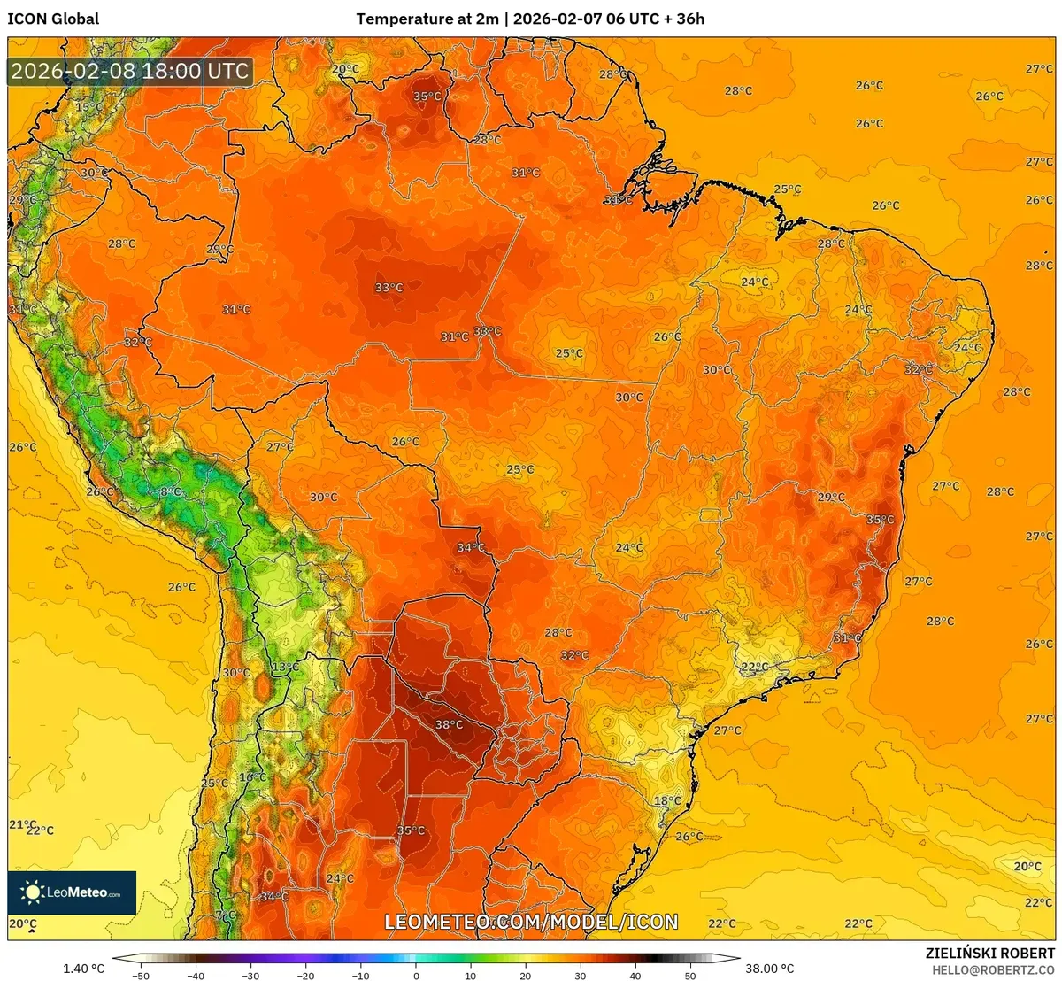 Pico de Calor Vespertino no Norte do Brasil em 8 de fevereiro de 2026 (ICON)