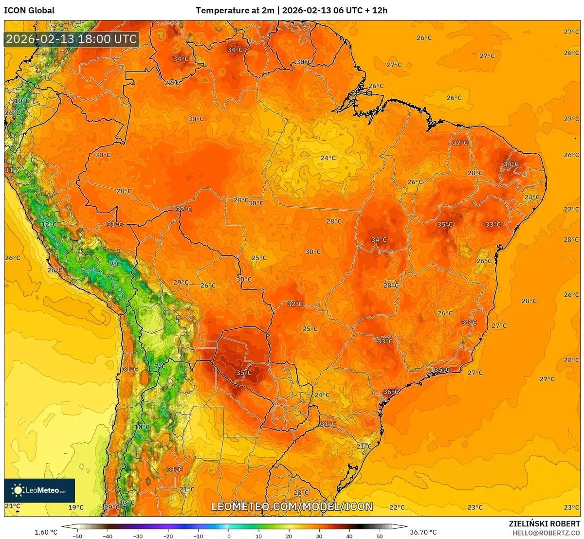 Calor recorde no Rio de Janeiro em 13 de fevereiro de 2026 (ICON)