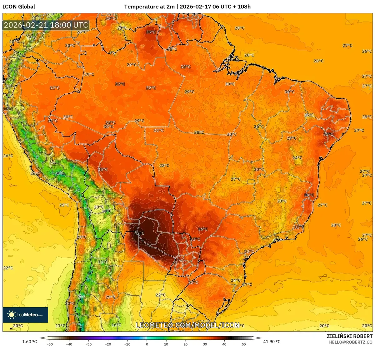 Tarde quente em todo o Brasil em 21 de fevereiro de 2026 (ICON)