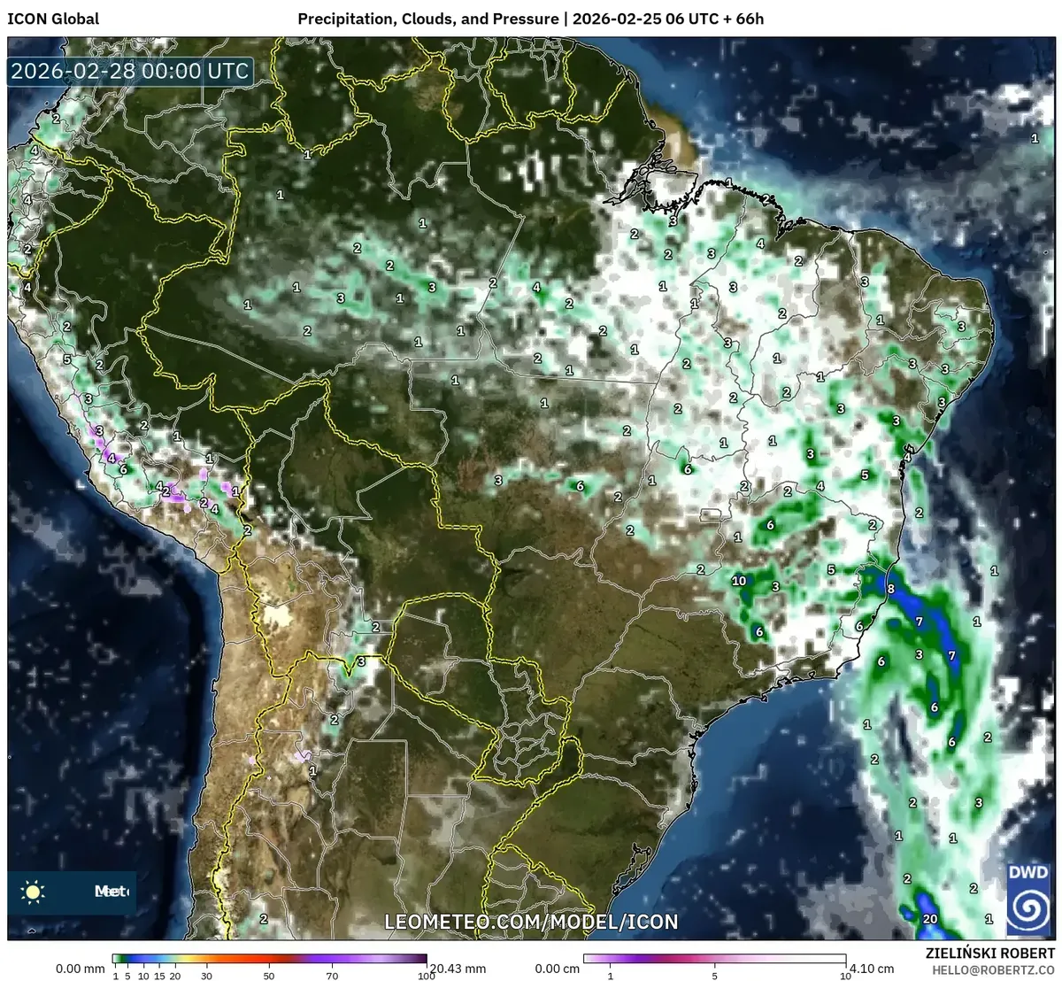 Condições nubladas sobre o Rio de Janeiro na tarde de 27 de fevereiro de 2026 (ICON)