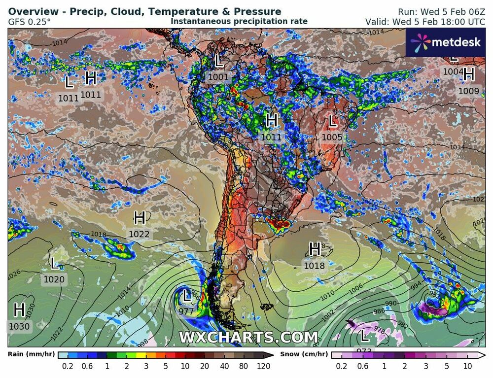 Previsão do Precip para o Brasil em 5 de Fevereiro