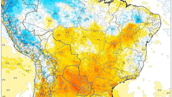 Estresse de calor urbano provável com temperaturas entre 30 e 35°C. Calor persistente e pancadas isoladas no Norte — Semana de 16 a 22 de fevereiro de 2026