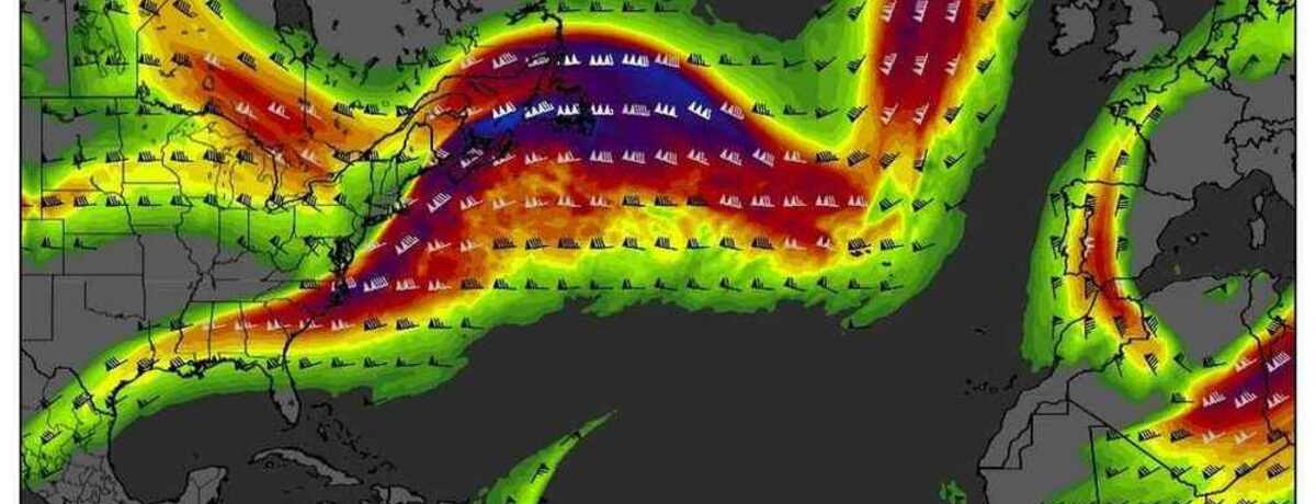 Uma tempestade poderosa atingirá. O vento ultrapassará 170 km/h. Uma enorme corrente de jato atrairá um ciclone.